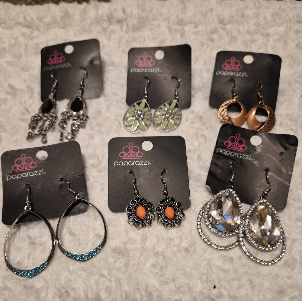 Paparazzi Mixed Set: Orange, Green, Blue, Clear & Copper Accent Earrings